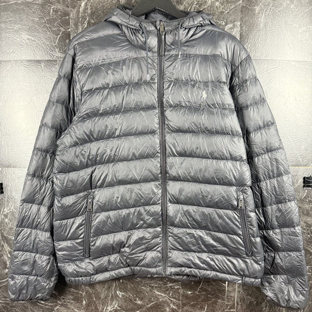 Polo Ralph Lauren Men's Grey Packable Goose Down Puffer Jacket XL